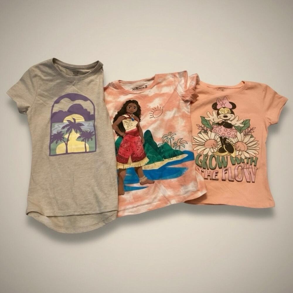 BUNDLE Disney Minnie Mouse Moana Beach Flow Girls Tees L 10/12